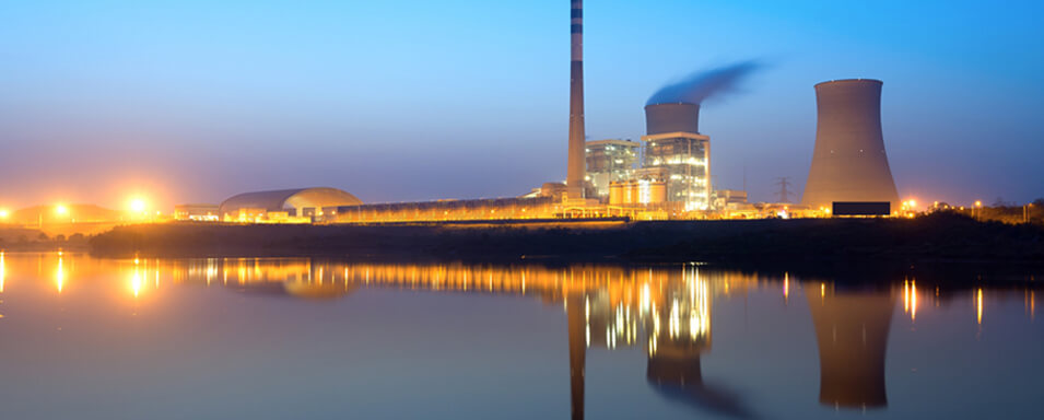 Nuclear power plant in the evening