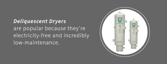 Deliquescent dryers are electricity-free and low maintenance